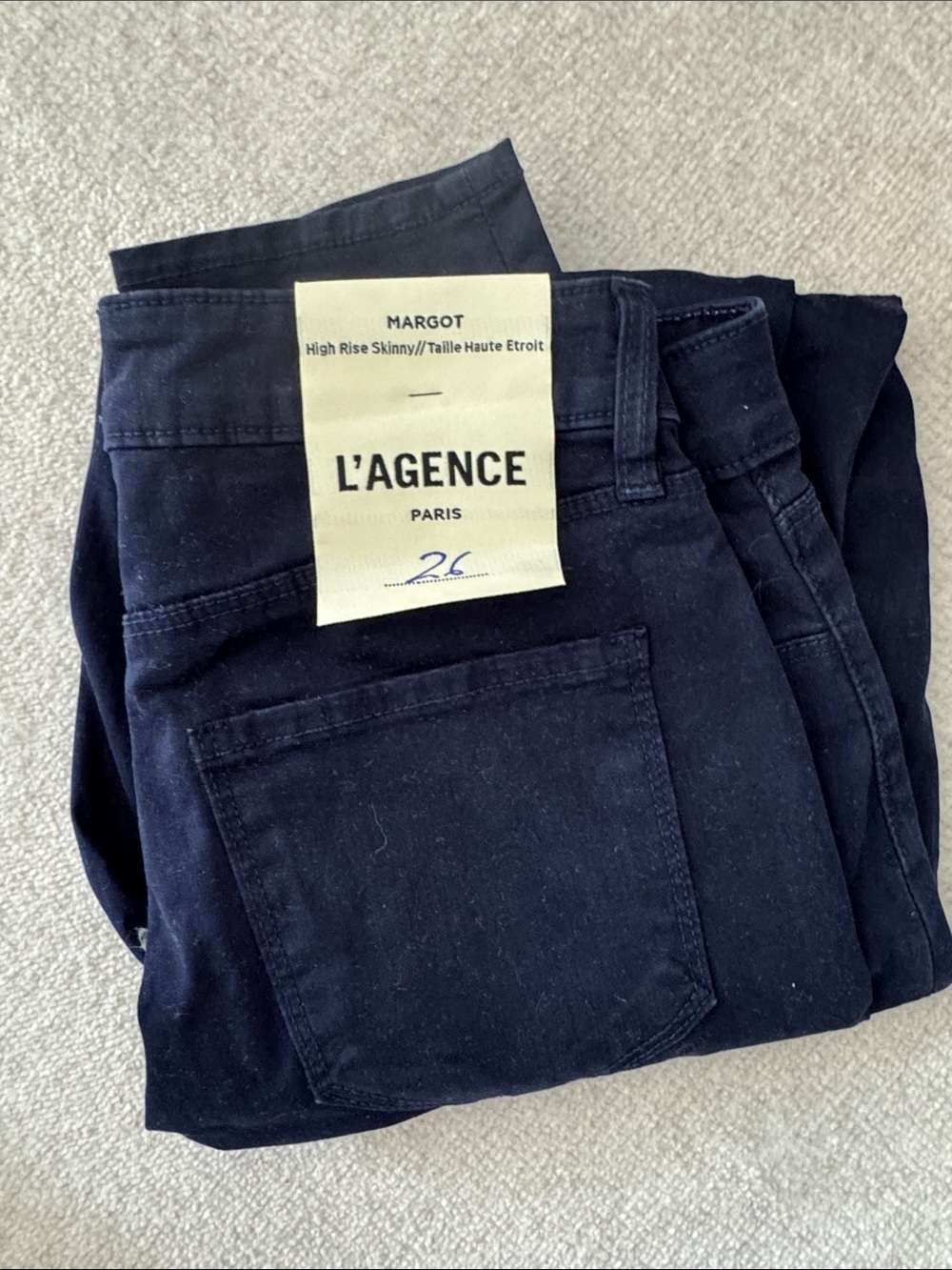L'AGENCE Margot High Rise Skinny Jeans in Dark Navy